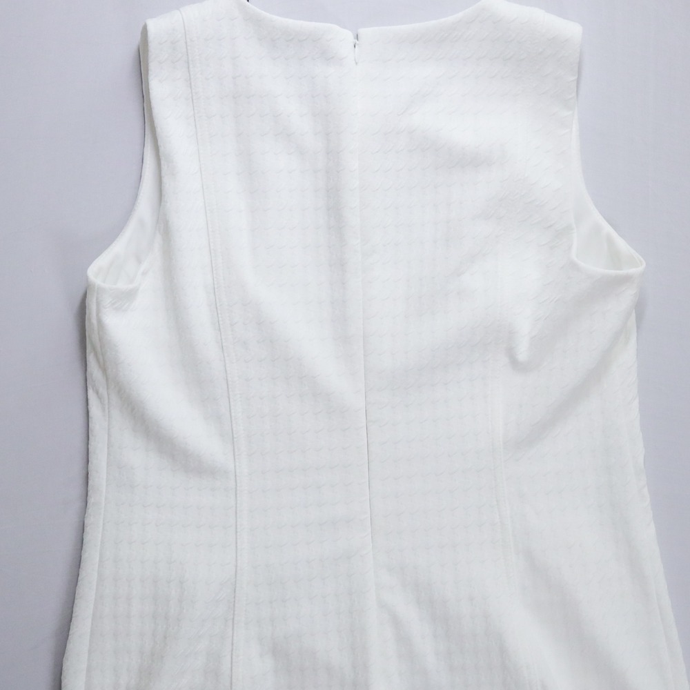 Tommy Hilfiger Shift Dress 8‎ White Textured Pique Pocket Sleeveless Mod Preppy - Picture 11 of 15